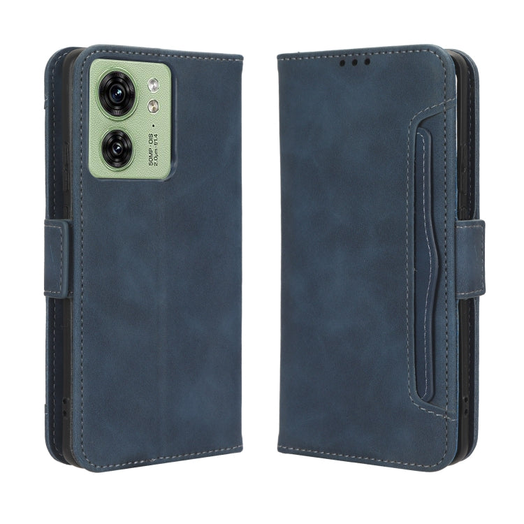 For Motorola Edge 40 Skin Feel Calf Texture Card Slots Leather Phone Case(Blue) - Motorola Cases by buy2fix | Online Shopping UK | buy2fix