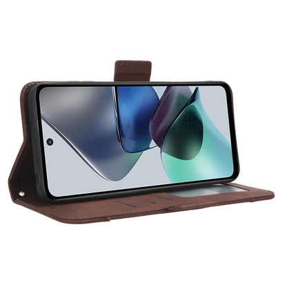 For Motorola Moto G53 / G13 Skin Feel Calf Texture Card Slots Leather Phone Case(Brown) - Motorola Cases by buy2fix | Online Shopping UK | buy2fix