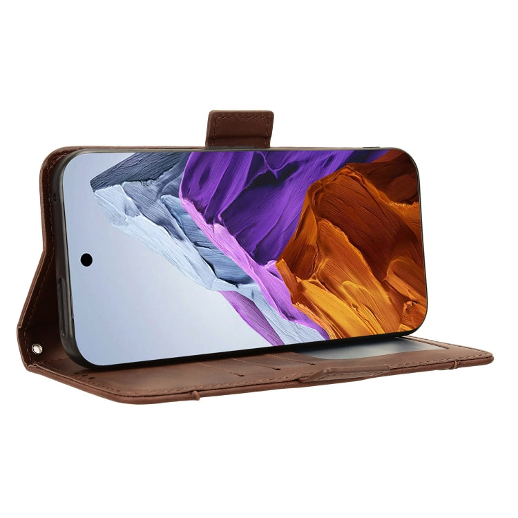 For Google Pixel 9 Pro Skin Feel Calf Texture Card Slots Leather Phone Case(Brown) - Google Cases by buy2fix | Online Shopping UK | buy2fix