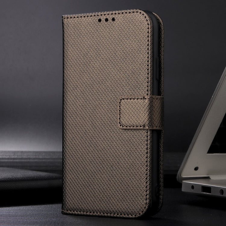 For Samsung Galaxy S24 Ultra 5G Diamond Texture Leather Phone Case(Brown) - Galaxy S24 Ultra 5G Cases by buy2fix | Online Shopping UK | buy2fix