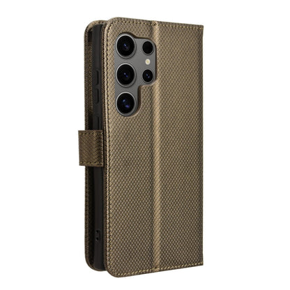 For Samsung Galaxy S24 Ultra 5G Diamond Texture Leather Phone Case(Brown) - Galaxy S24 Ultra 5G Cases by buy2fix | Online Shopping UK | buy2fix