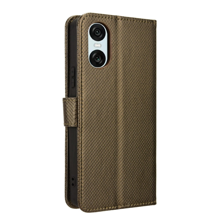 For Sony Xperia 10 VI 2024 Diamond Texture Leather Phone Case(Brown) - Sony Cases by buy2fix | Online Shopping UK | buy2fix