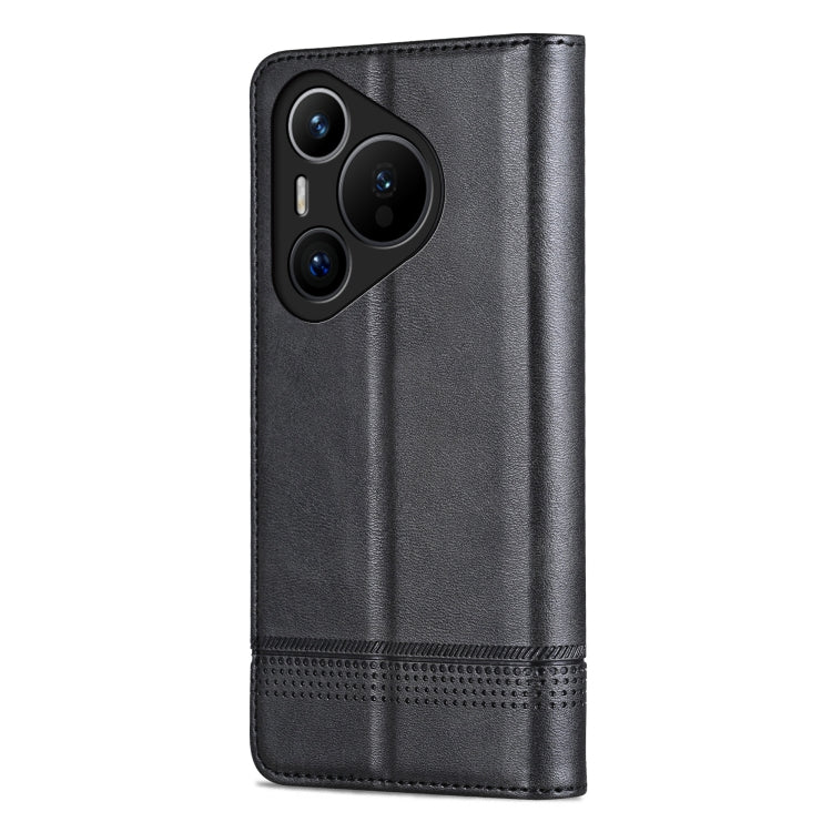 For Huawei Pura 70 Fine Hole AZNS Magnetic Calf Texture Flip Leather Phone Case(Black) - Huawei Cases by AZNS | Online Shopping UK | buy2fix