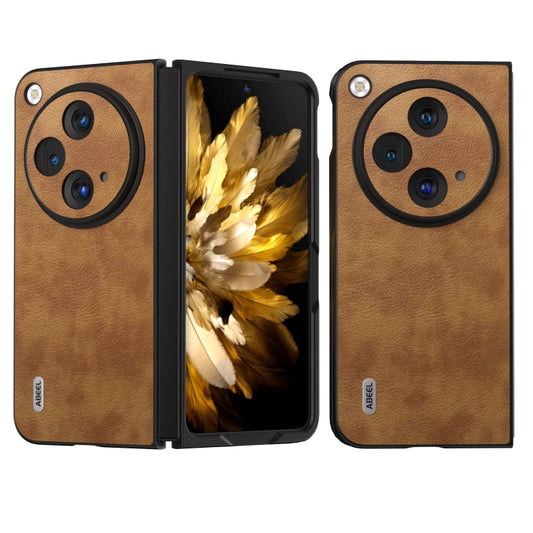 For OPPO Find N3 / OnePlus Open ABEEL Retro Litchi Texture PU Phone Case(Brown) - Find N3 Cases by buy2fix | Online Shopping UK | buy2fix