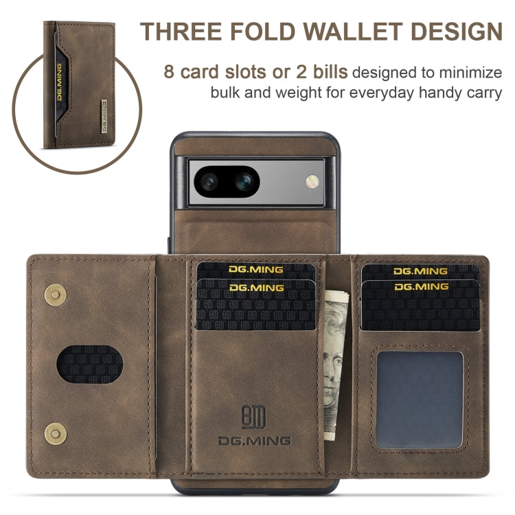 For Google Pixel 8A DG.MING M2 Series 3-Fold Multi Card Bag + Magnetic Phone Case(Coffee) - Google Cases by DG.MING | Online Shopping UK | buy2fix