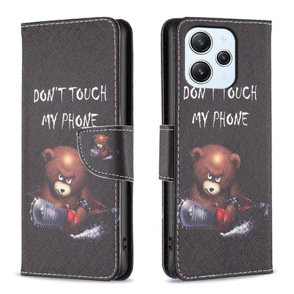 For Xiaomi Redmi 12 4G Colored Drawing Pattern Leather Phone Case(Bear) - Xiaomi Cases by buy2fix | Online Shopping UK | buy2fix
