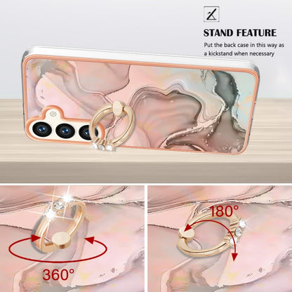For Samsung Galaxy S24 5G Electroplating Marble Dual-side IMD Phone Case with Ring(Rose Gold 015) - Galaxy S24 5G Cases by buy2fix | Online Shopping UK | buy2fix
