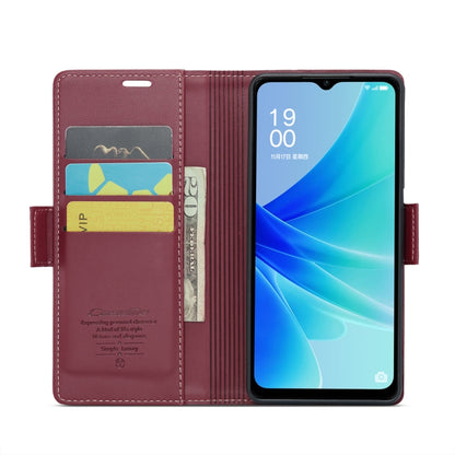 For OPPO A77s CaseMe 023 Butterfly Buckle Litchi Texture RFID Anti-theft Leather Phone Case(Wine Red) - OPPO Cases by CaseMe | Online Shopping UK | buy2fix