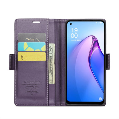 For OPPO Reno7 Z Global/Reno7 Lite Global CaseMe 023 Butterfly Buckle Litchi Texture RFID Anti-theft Leather Phone Case(Pearly Purple) - OPPO Cases by CaseMe | Online Shopping UK | buy2fix