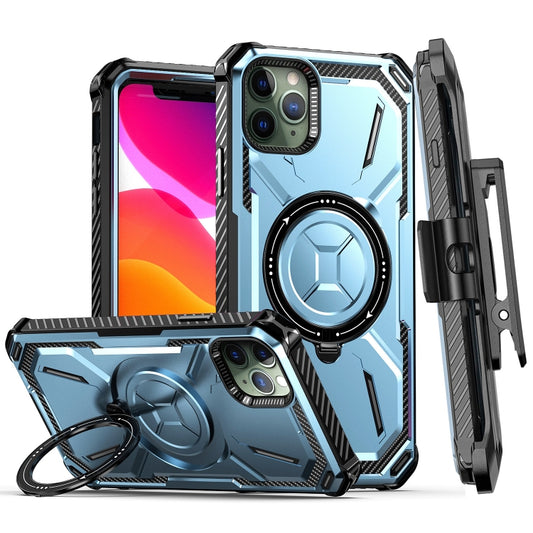 For iPhone 11 Pro Max Armor Series Holder Phone Case with Back Clip(Blue) - iPhone 11 Pro Max Cases by buy2fix | Online Shopping UK | buy2fix