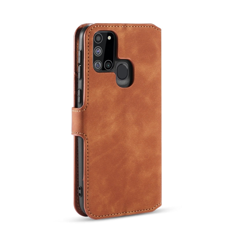 For Samsung Galaxy A21s DG.MING Retro Oil Side Horizontal Flip Case with Holder & Card Slots & Wallet(Brown) - Galaxy Phone Cases by DG.MING | Online Shopping UK | buy2fix