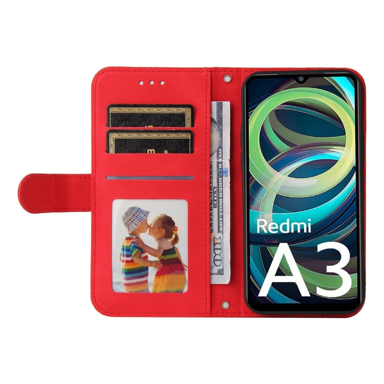 For Xiaomi Redmi A3 Skin Feel Life Tree Metal Button Leather Phone Case(Red) - Xiaomi Cases by buy2fix | Online Shopping UK | buy2fix