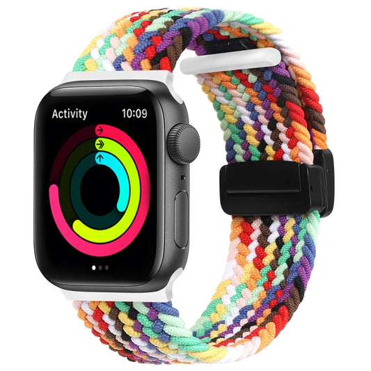 Magnetic Fold Clasp Woven Watch Band For Apple Watch 42mm(Rainbow Color) - Watch Bands by buy2fix | Online Shopping UK | buy2fix