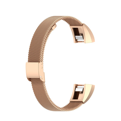 For Fitbit Alta / Alta HR / ACE Watch Button Mesh Metal Replacement Strap Watchband, Size:S(Rose Gold) - Watch Bands by buy2fix | Online Shopping UK | buy2fix