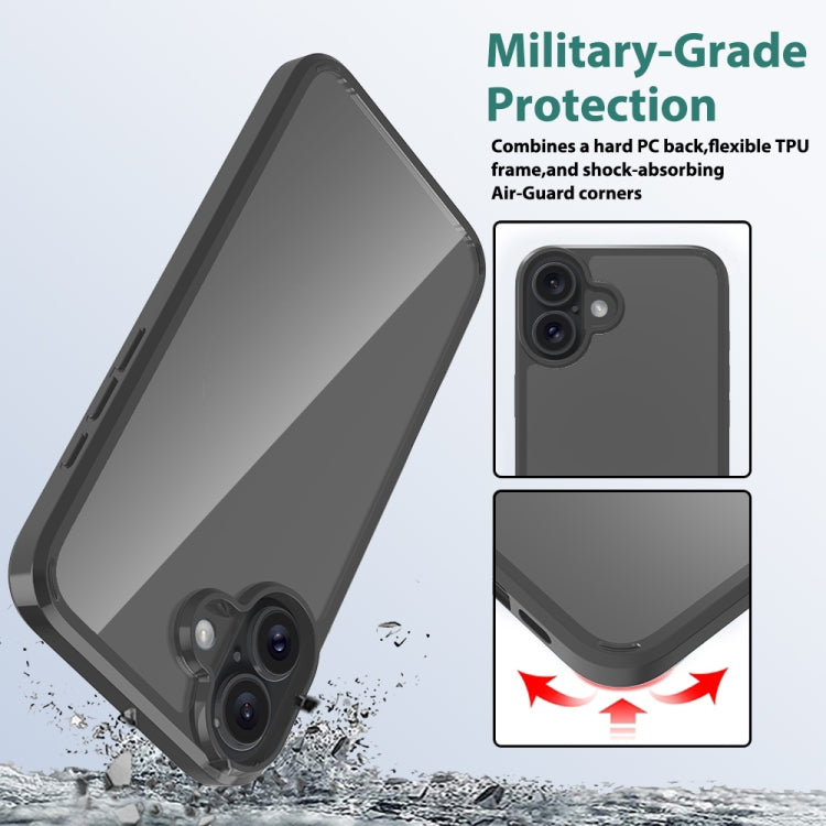 For iPhone 16 Plus Scratchproof Acrylic TPU Phone Case(Black) - iPhone 16 Plus Cases by buy2fix | Online Shopping UK | buy2fix