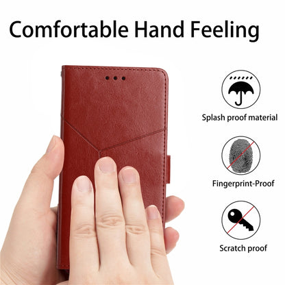 For iPhone SE 2024 HT01 Y-shaped Pattern Flip Leather Phone Case(Brown) - More iPhone Cases by buy2fix | Online Shopping UK | buy2fix