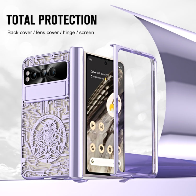 For Google Pixel Fold Mechanical Legend Integrated Electroplating All-inclusive Phone Case with Pen Slot(Purple) - Google Cases by buy2fix | Online Shopping UK | buy2fix