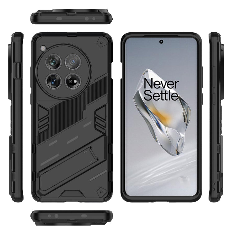 For OnePlus 12 5G Punk Armor 2 in 1 PC + TPU Phone Case with Holder(Black) - OnePlus Cases by buy2fix | Online Shopping UK | buy2fix