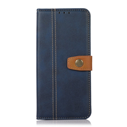 For iPhone 16 Pro Max Stitching Thread Calf Texture Leather Phone Case(Blue) - iPhone 16 Pro Max Cases by buy2fix | Online Shopping UK | buy2fix