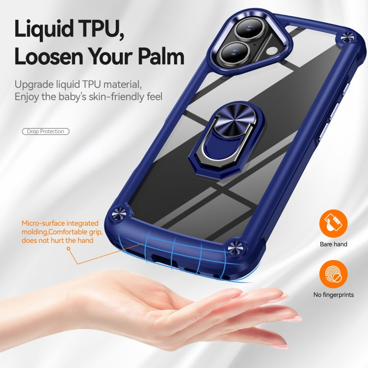 For iPhone 16 TPU + PC Lens Protection Phone Case with Ring Holder(Blue) - iPhone 16 Cases by buy2fix | Online Shopping UK | buy2fix