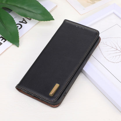 For iPhone 16 Plus KHAZNEH Nappa Top Layer Cowhide Leather Phone Case(Black) - iPhone 16 Plus Cases by buy2fix | Online Shopping UK | buy2fix