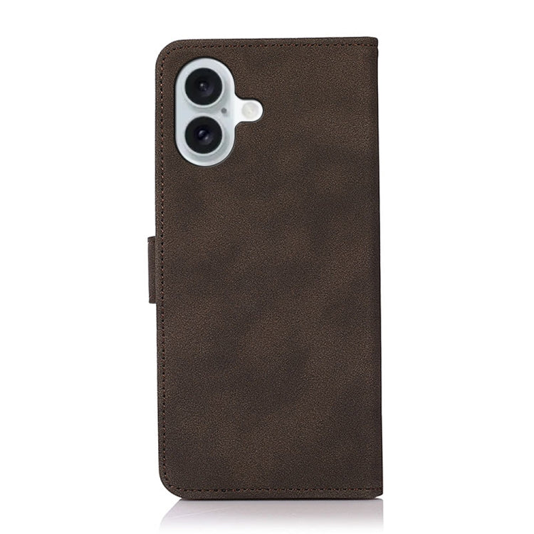 For iPhone 16 Plus KHAZNEH Matte Texture Leather Phone Case(Brown) - iPhone 16 Plus Cases by buy2fix | Online Shopping UK | buy2fix