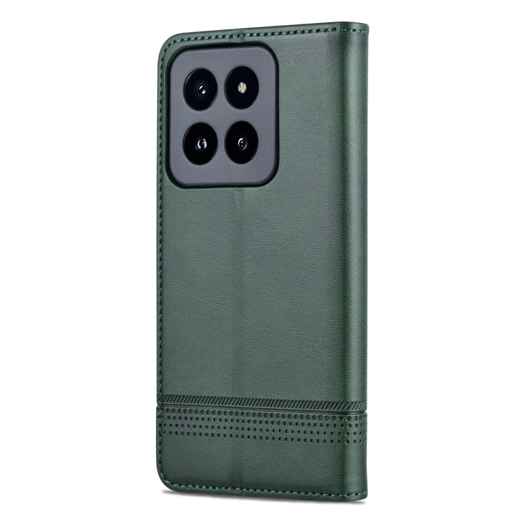 For Xiaomi 14 Pro AZNS Magnetic Calf Texture Flip Leather Phone Case(Dark Green) - 14 Pro Cases by AZNS | Online Shopping UK | buy2fix