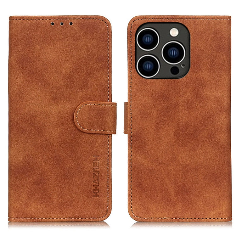 For iPhone 16 Pro Max KHAZNEH Retro Texture Leather Phone Case(Brown) - iPhone 16 Pro Max Cases by buy2fix | Online Shopping UK | buy2fix