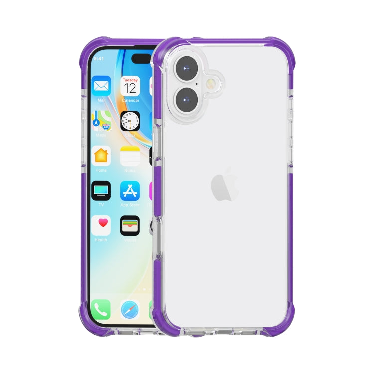 For iPhone 16 Four-corner Shockproof TPU + Acrylic Phone Case(Purple) - iPhone 16 Cases by buy2fix | Online Shopping UK | buy2fix