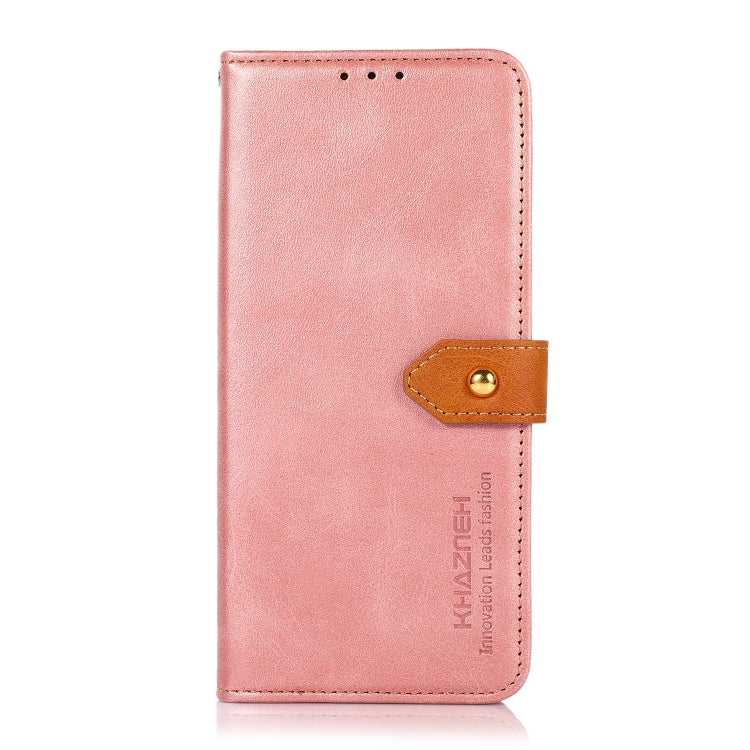 For OnePlus 13 KHAZNEH Dual-color Cowhide Texture Flip Leather Phone Case(Rose Gold) - OnePlus Cases by buy2fix | Online Shopping UK | buy2fix