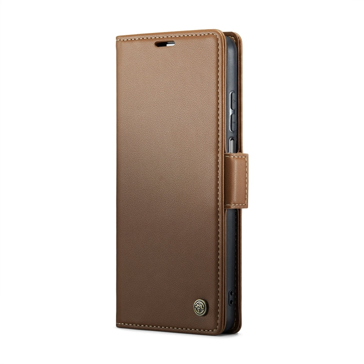 For Realme 10 Pro 5G CaseMe 023 Butterfly Buckle Litchi Texture RFID Anti-theft Leather Phone Case(Brown) - Realme Cases by CaseMe | Online Shopping UK | buy2fix