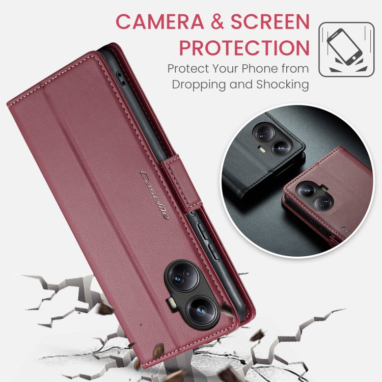 For Realme 10 Pro+ CaseMe 023 Butterfly Buckle Litchi Texture RFID Anti-theft Leather Phone Case(Wine Red) - Realme Cases by CaseMe | Online Shopping UK | buy2fix