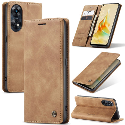 For OPPO Reno8 T 4G CaseMe 013 Multifunctional Horizontal Flip Leather Phone Case(Brown) - OPPO Cases by CaseMe | Online Shopping UK | buy2fix