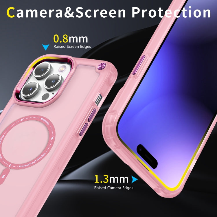 For iPhone 14 Pro Skin Feel TPU + PC MagSafe Magnetic Phone Case(Transparent Pink) - iPhone 14 Pro Cases by buy2fix | Online Shopping UK | buy2fix