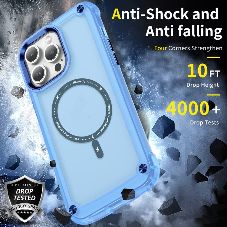 For iPhone 15 Pro Max Skin Feel TPU + PC MagSafe Magnetic Phone Case(Transparent Blue) - iPhone 15 Pro Max Cases by buy2fix | Online Shopping UK | buy2fix