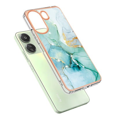 For Xiaomi Redmi 13C 4G Electroplating Marble Dual-side IMD Phone Case(Green 003) - 13C Cases by buy2fix | Online Shopping UK | buy2fix