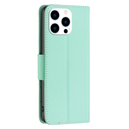 For iPhone 16 Pro Max Litchi Texture Pure Color Flip Leather Phone Case(Green) - iPhone 16 Pro Max Cases by buy2fix | Online Shopping UK | buy2fix