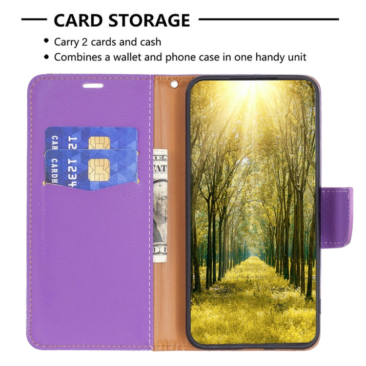 For iPhone 16 Pro Litchi Texture Pure Color Flip Leather Phone Case(Purple) - iPhone 16 Pro Cases by buy2fix | Online Shopping UK | buy2fix