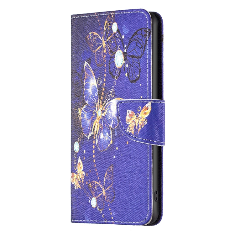 For iPhone 16 Colored Drawing Pattern Flip Leather Phone Case(Purple Butterfly) - iPhone 16 Cases by buy2fix | Online Shopping UK | buy2fix