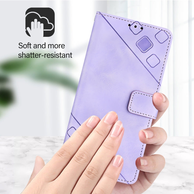 For iPhone 16 Pro Max Skin-feel Embossed Leather Phone Case(Light Purple) - iPhone 16 Pro Max Cases by buy2fix | Online Shopping UK | buy2fix