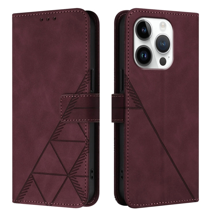 For iPhone 16 Pro Crossbody 3D Embossed Flip Leather Phone Case(Wine Red) - iPhone 16 Pro Cases by buy2fix | Online Shopping UK | buy2fix