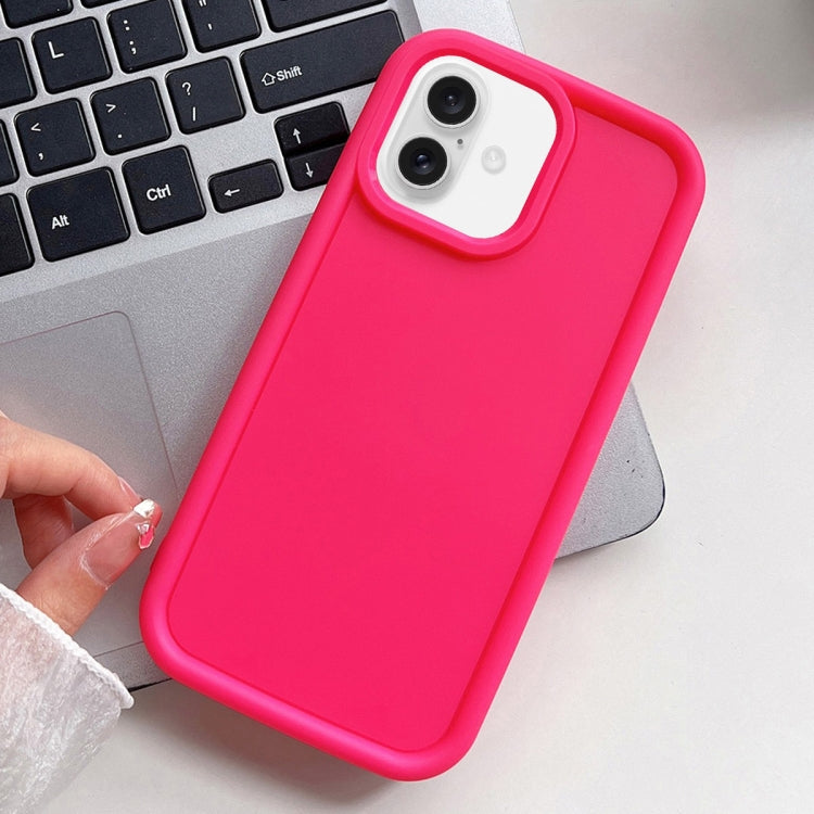 For iPhone 16 Shockproof Frame Frosted TPU Phone Case(Rose Red) - iPhone 16 Cases by buy2fix | Online Shopping UK | buy2fix