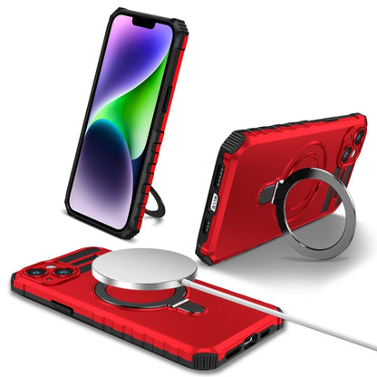 For iPhone 15 MagSafe Magnetic Holder Phone Case(Red) - iPhone 15 Cases by buy2fix | Online Shopping UK | buy2fix