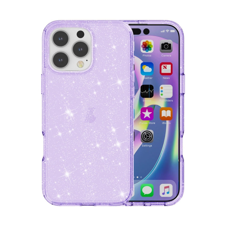 For iPhone 16 Pro Max Shockproof Terminator Glitter Powder Phone Case(Purple) - iPhone 16 Pro Max Cases by buy2fix | Online Shopping UK | buy2fix