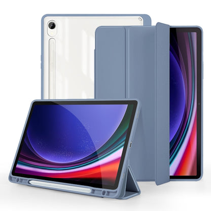 For Samsung Galaxy Tab S9 3-folding Acrylic Smart Leather Tablet Case(Lavender Purple) - Galaxy Tab S9 Cases by buy2fix | Online Shopping UK | buy2fix