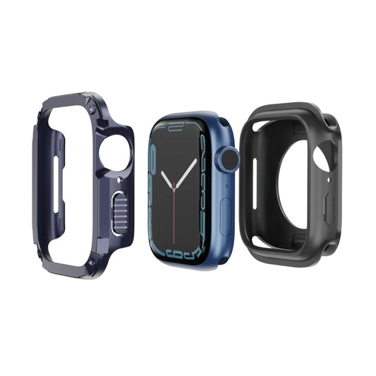 For Apple Watch Series 8 / 7 45mm 2-in-1 PC Hybrid TPU Armor Watch Case(Midnight Blue) - Watch Cases by buy2fix | Online Shopping UK | buy2fix