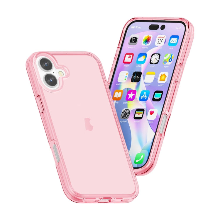 For iPhone 16 Plus Shockproof Terminator Transparent Phone Case(Pink) - iPhone 16 Plus Cases by buy2fix | Online Shopping UK | buy2fix