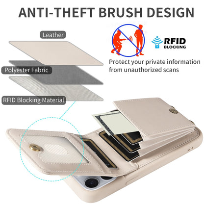 For iPhone 16 Pro Max Crossbody Lanyard Zipper Wallet Leather Phone Case(Beige) - iPhone 16 Pro Max Cases by buy2fix | Online Shopping UK | buy2fix