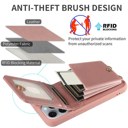 For iPhone 16 Pro Max Crossbody Lanyard Zipper Wallet Leather Phone Case(Rose Gold) - iPhone 16 Pro Max Cases by buy2fix | Online Shopping UK | buy2fix