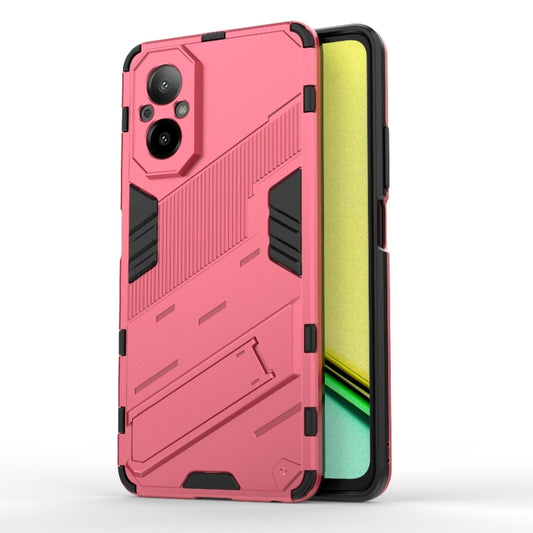 For Realme C67 4G Global Punk Armor 2 in 1 PC + TPU Phone Case with Holder(Light Red) - Realme Cases by buy2fix | Online Shopping UK | buy2fix